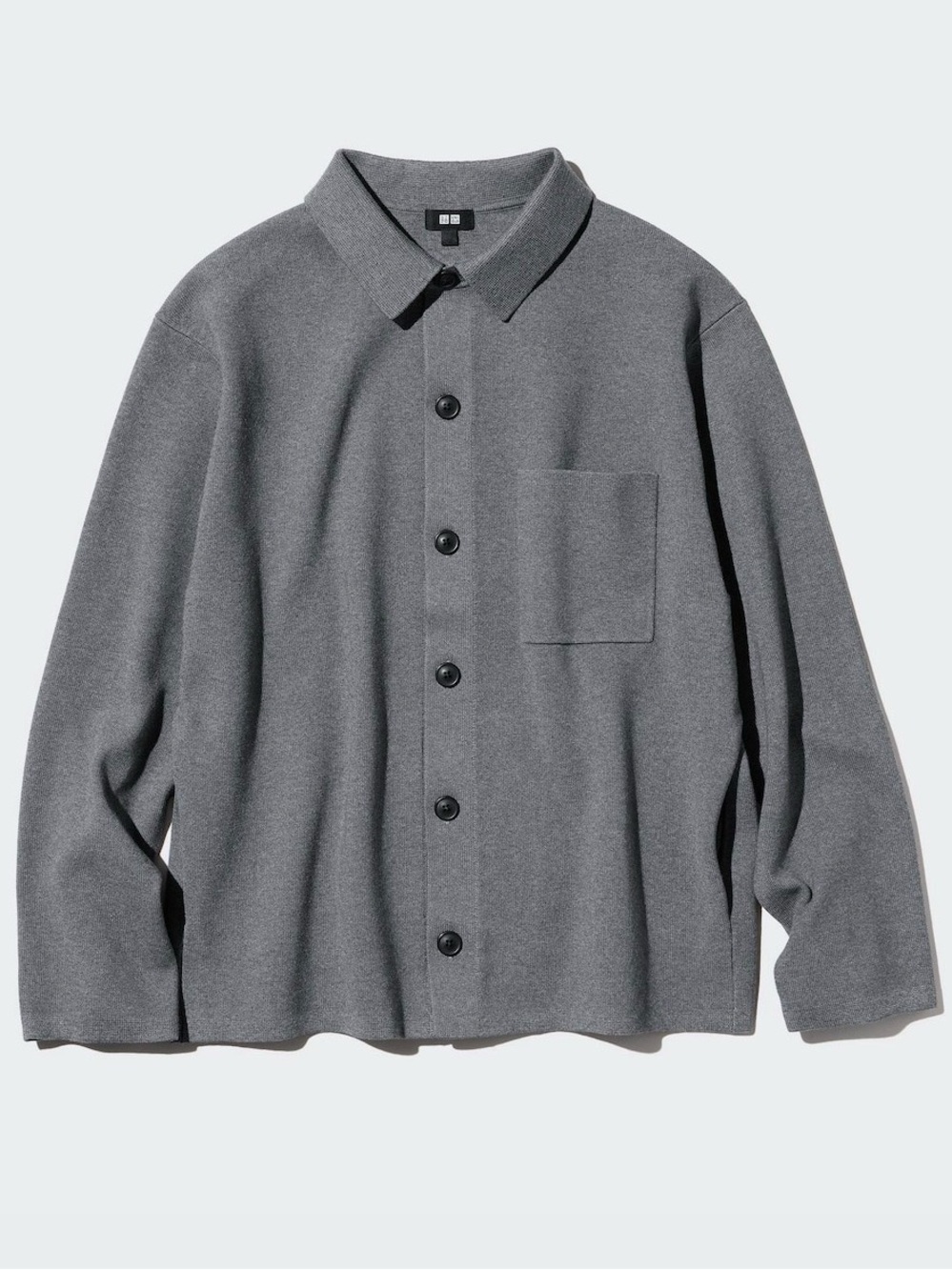 Uniqlo Milano Ribbed Shirt Collar Cardigan Gray Size M